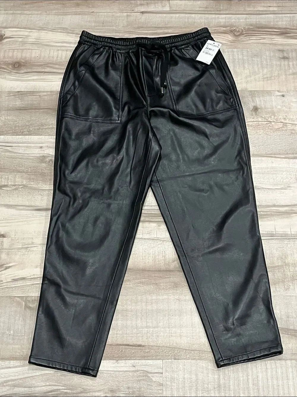 NWT Nordstrom Blank NYC Black Faux Leather Joggers size 29